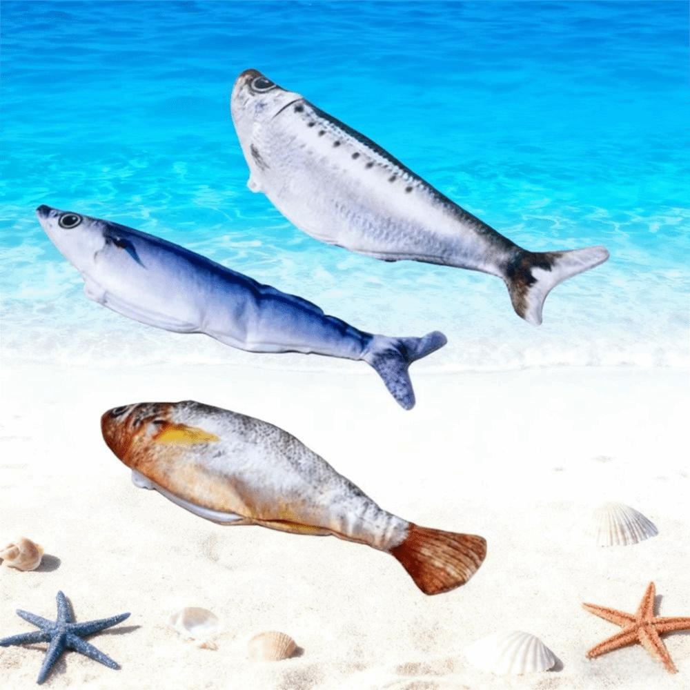 1/3Pcs Plush Interactive Cat Toy Wagging Tail Realistic Flopping Catnip Kicker Toy  Interactive Play