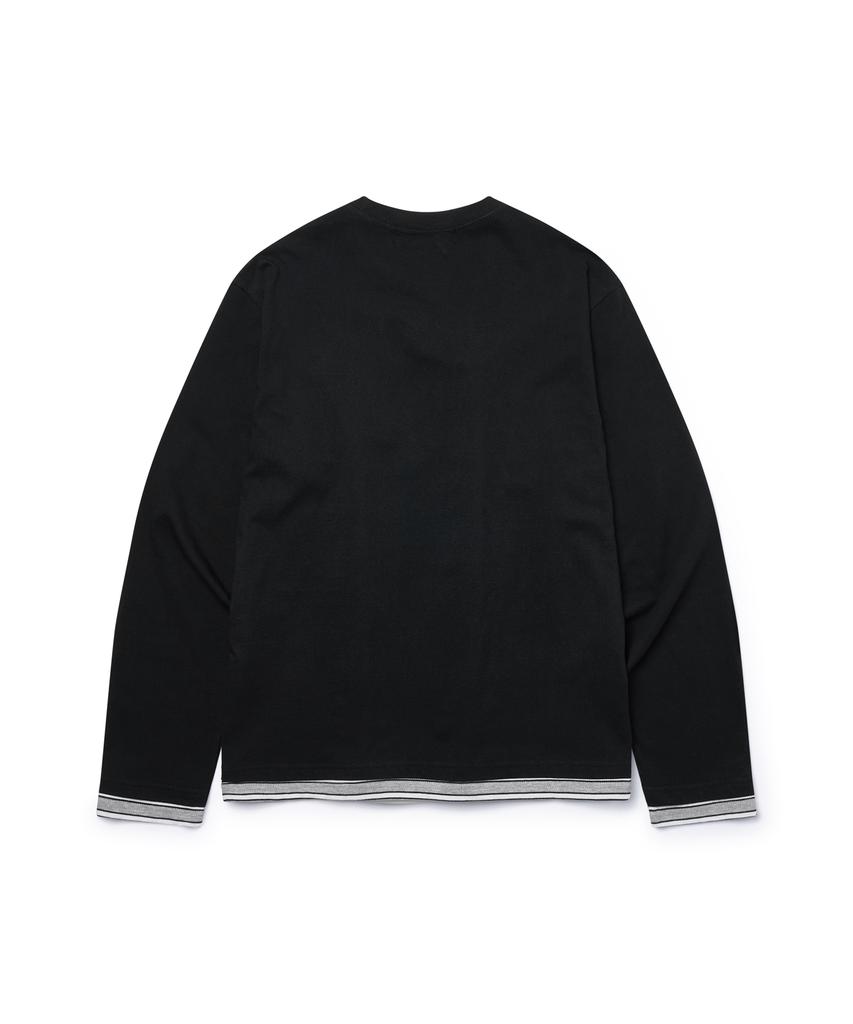 Lujeoseukeulleob Logo Layered Long Sleeve T-Shirt Black