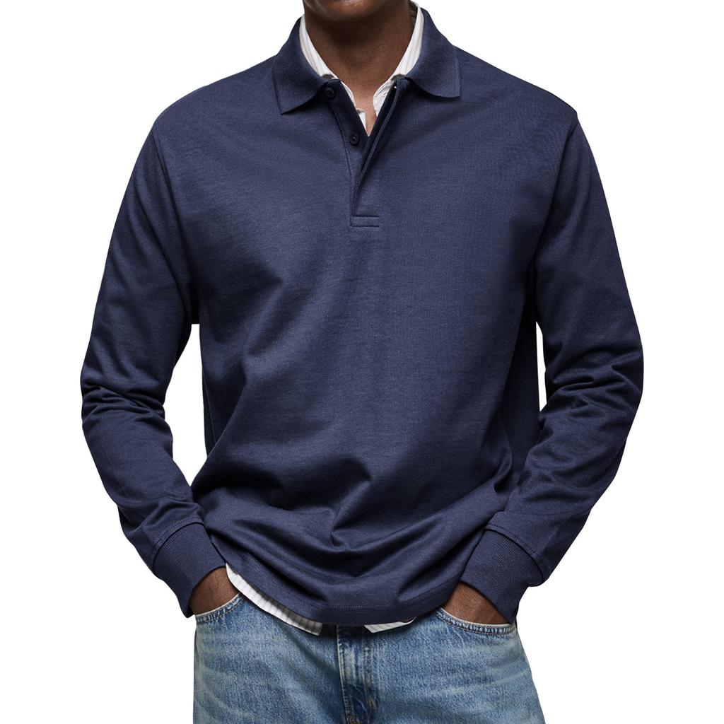 Men's Summer Solid Color Hidden Button Long Sleeve Loose Shirt Men's Casual Fashion Long Sleeve Tops