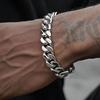 9mm Retro Stainless Steel Cuban Chain Bracelet Simple Silver Color Men Stainless Steel Jewelry Fashion Casual Wear Accessories