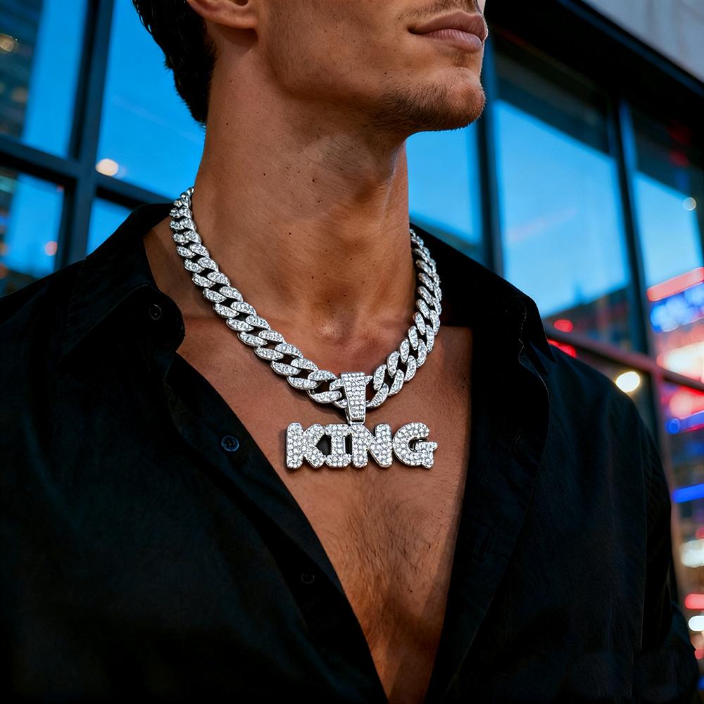 KING Letter Pendant Street Personalized Design Letter Cuban Chain Jewelry Jewelry