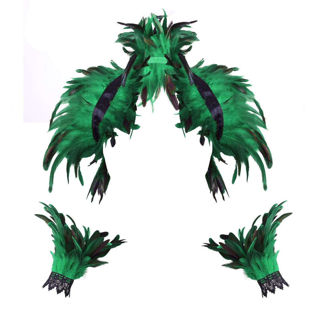 Gothic Feather Shawl Harness Wrist Cloak Cosplay Carnival Bracelets Wrap Shoulder Neck Natural Halloween Party Costume Props