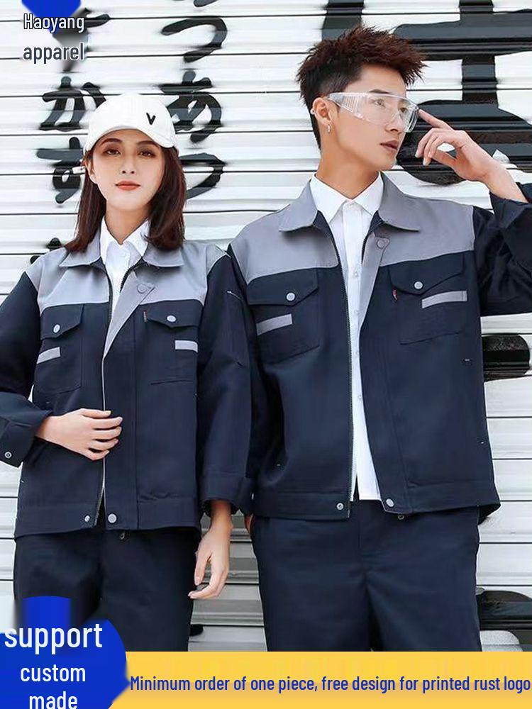 Men's and Women's Long-Sleeve Workwear Set - Durable, Wear-Resistant, Ideal for Factory and Auto Repair.