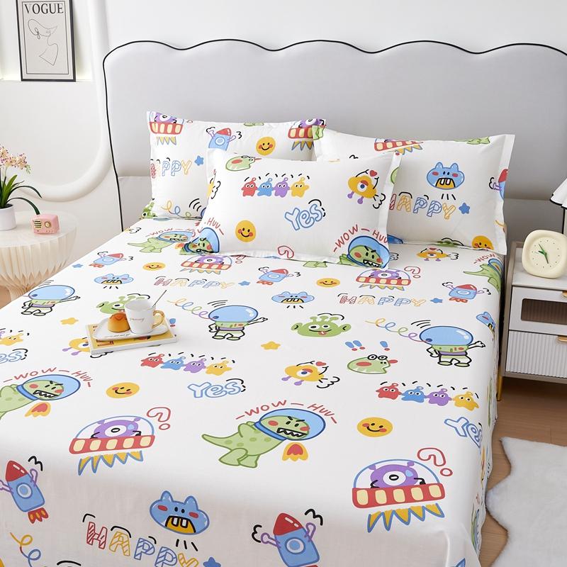 Cotton Bed Sheet  Cartoon Panda Animals Printed Double Top King Sheets for Girls Boys Kids Single Queen King Size Bed Linen