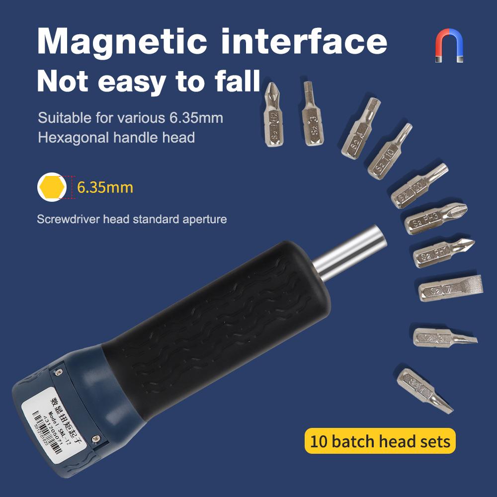 1.2-12N.m  Preset Torque Screwdriver LCD Display Torque Driver Adjustable Torque Wrench Bike Car Repair Tool with 10 Batch Heads