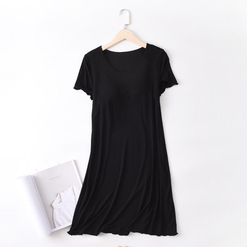 Women's Modal Nightgown with Ruffled Sleeves - Lightweight Pajamas or Casual Home Wear Dress