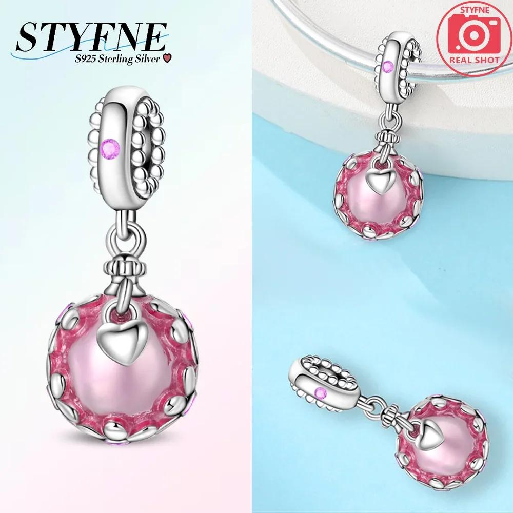 Authentic copperBlue Zircon Heart Pendant Luminous Crown Charm Bead Charms Bead Compatible With Bracelets Accessory Fine Valentines Day Gift Diy Set