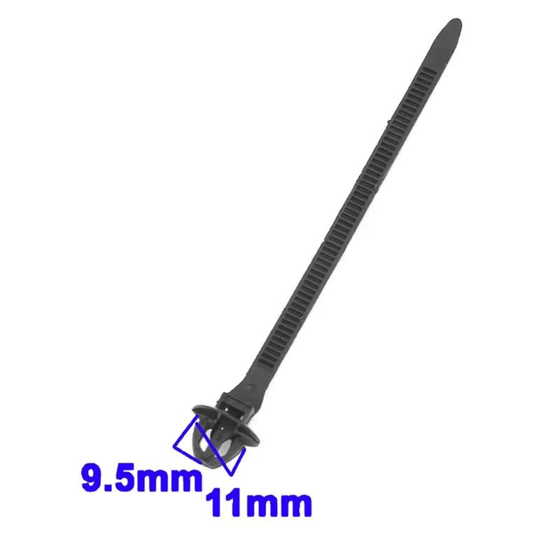 50x Schwarze Anhänger-Kabelbinder mit Klettverschluss, Drucknieten, Clips mit Verriegelungstyp, Bindeblech, Nylon-Kabelbinder, Auto-Befestigungsbinder, Universalklemmen