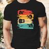 MenS Casual Summer Cotton TShirt with Colorful Guitar Silhouette Design Crew Neck Regular Fit Men Clothing Comfortable