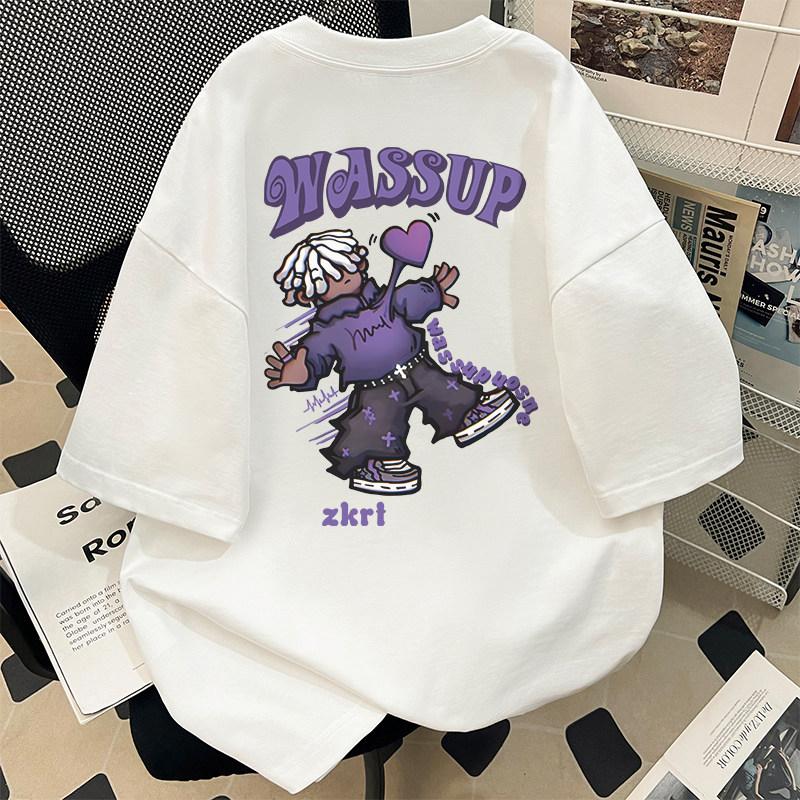 Summer Americanstyle Unisexs Retro Cotton Shortsleeved Tshirt Unisexs Loose High Street Boyfriend Shirt Graphic Tshirt Natural