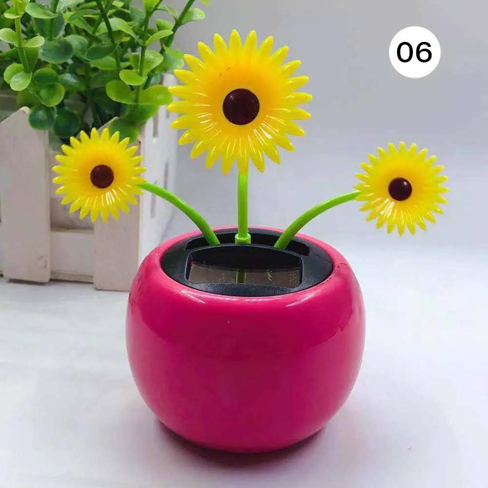 Cactus Auto-swinging Solar Sun Flower Plant Jewelry Car Interiors Ornaments Dancing Doll Figurines Miniature Car Home Decoration