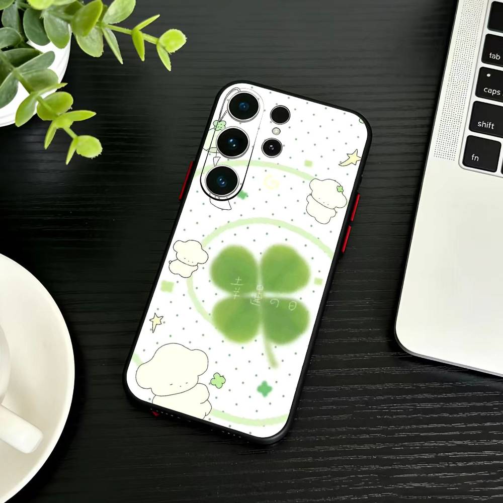 2026-Four-leaf Clover Phone Case For Samsung S26,S25,S24,S23,S22,S21,S20,Plus,Fe,Lite,Others Black Cover