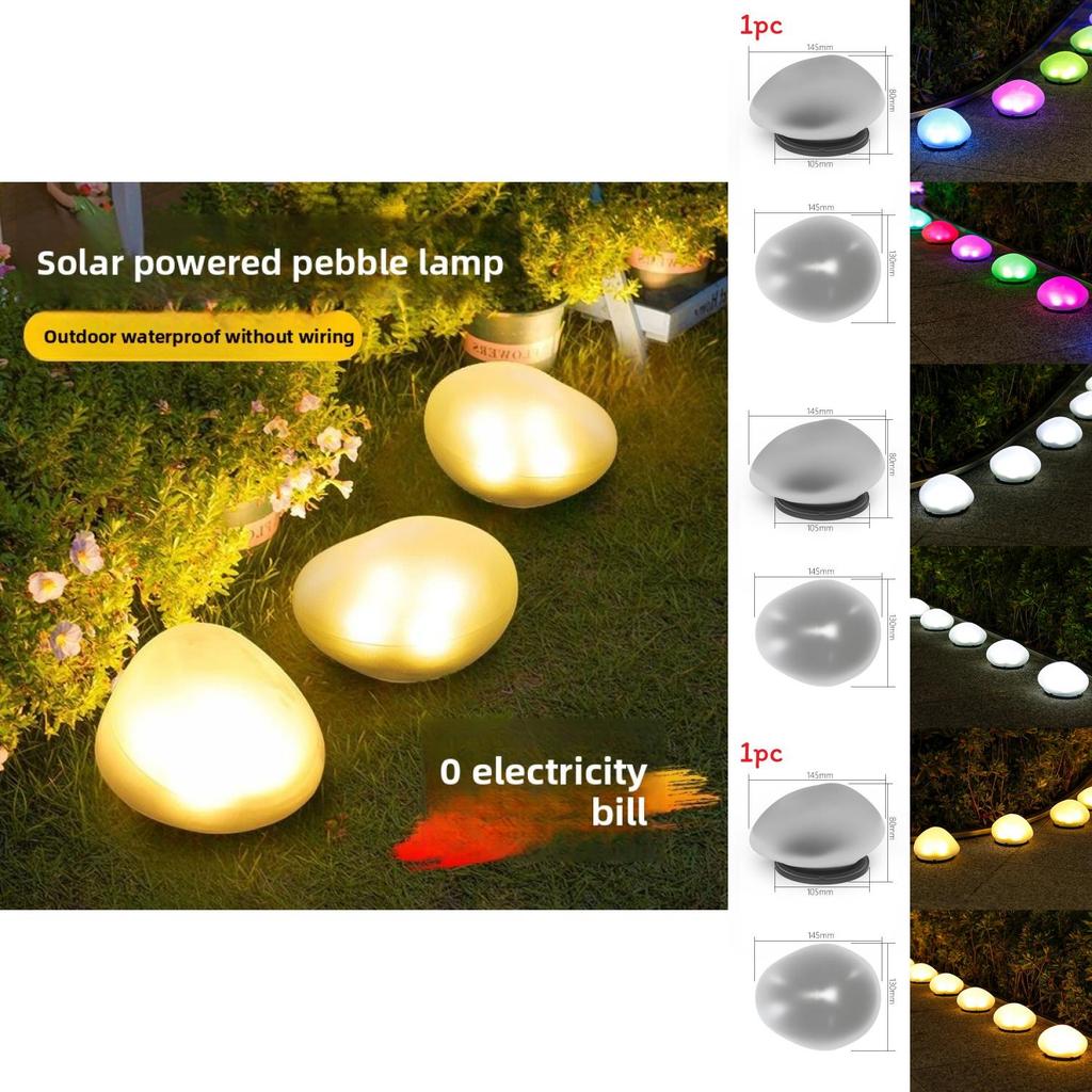 Solar Garden Lawn Light With Led Cobblestone Lamp For Outdoor Landscape Decor