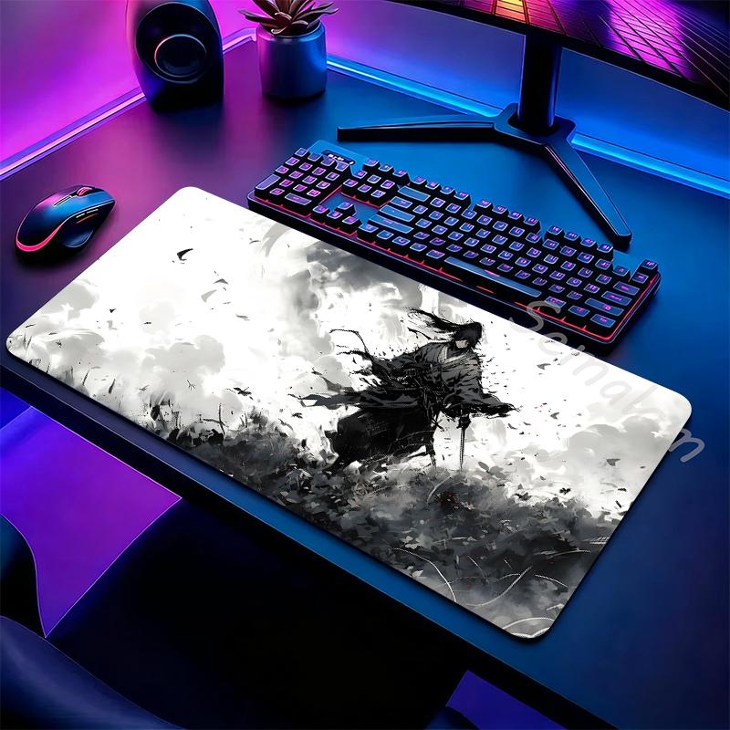 Large Gaming Samurai Design Mouse Pad Desk Mat Non Slip Rubber Base For Gamer PC Laptop Keyboard Office Computer Desk Protector
