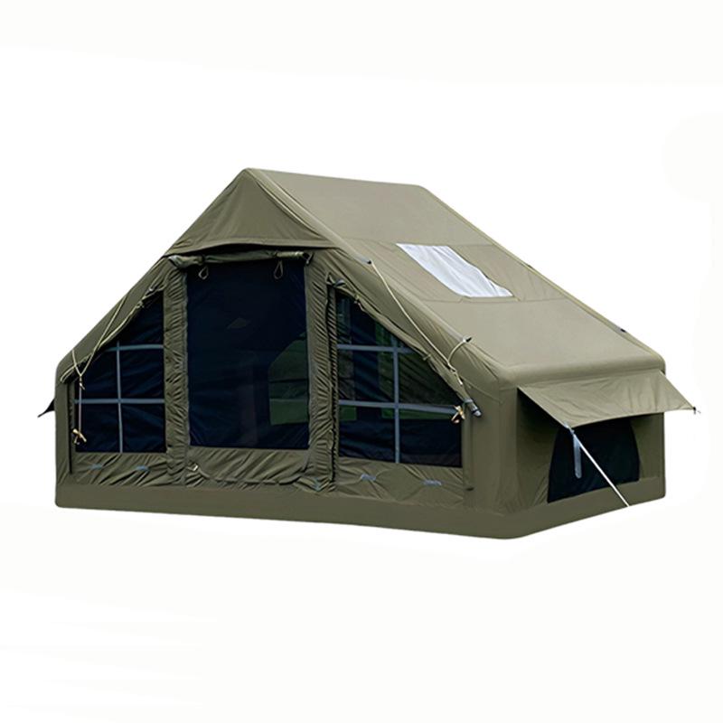Army Green Windproof Inflatable Tent for Camping and Self-Driving Tours