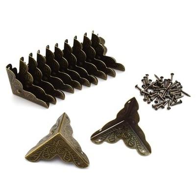 100 Pcs Furniture Corner Protector Antique Bronze Triangle Edge Decorative Metal Corner Guard for Storage Box Jewelry Case Cabinet Coffee Table