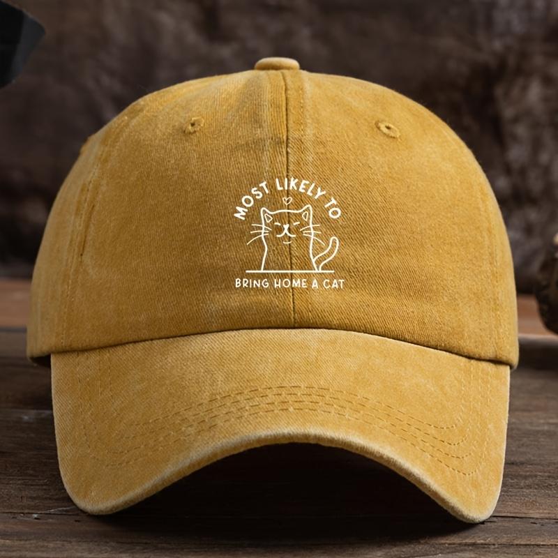 Lustige Buchstaben Katze Print Baseballkappe Unisex Outdoor Hut Mode Vielseitig Schirmmütze Trend