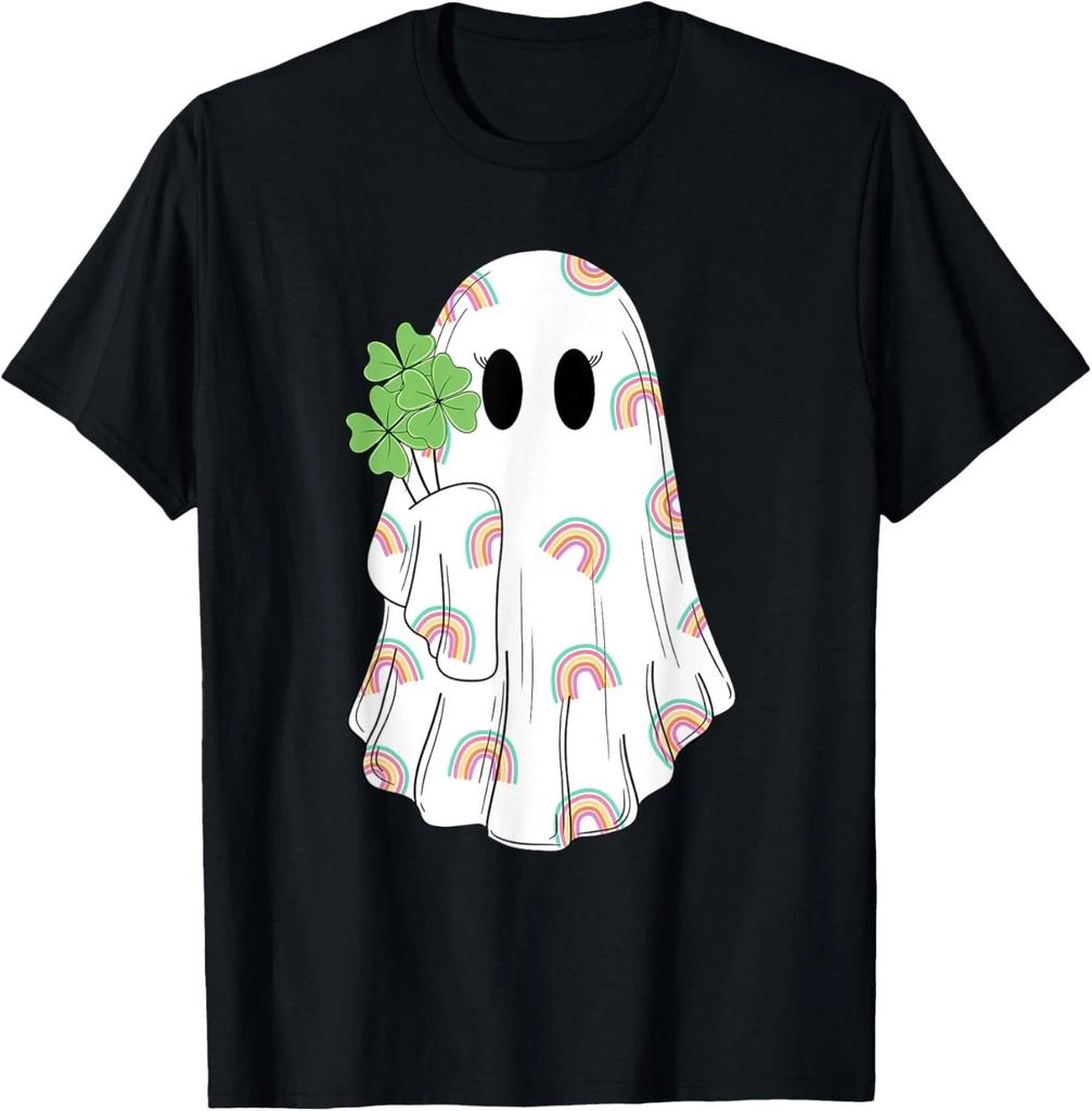 T-shirt Arc-en-ciel Boo Trèfle Fantôme Saint-Patrick Saison Effrayante