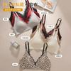 Deep V French Triangle Cup Light Luxury Satin Lace Splicing Traceless Steel Rim Light Thin Bra