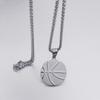 Collier avec pendentif basket-ball Firebros FTN1040, 61 cm, en acier inoxydable, pour homme et femme, style hip-hop, couleur argent
