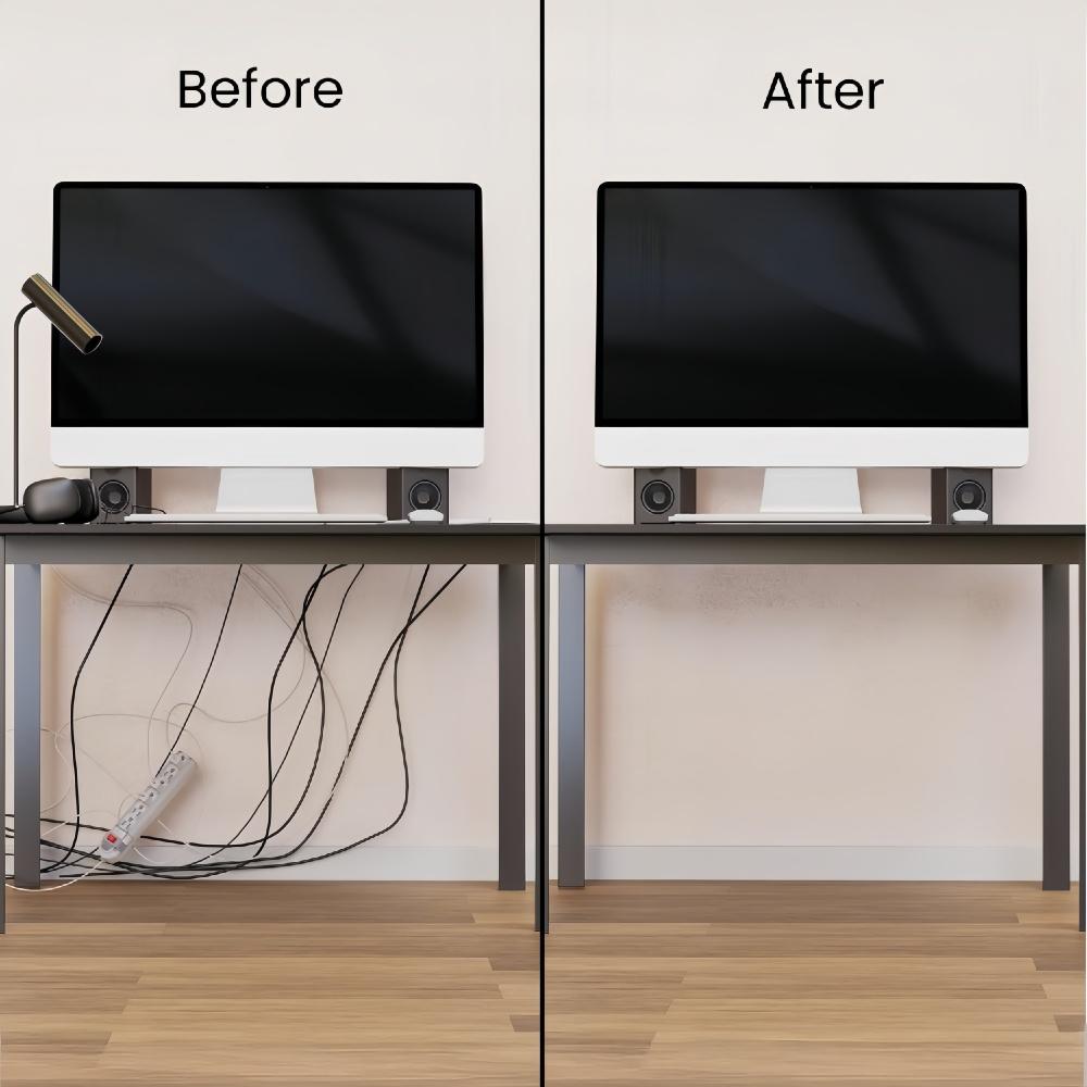 1pc PVC Channel Under Desk Cable Management Tray Organizer Power Cord Wire Hider Strip Protecter No Drilling Cable Raceway