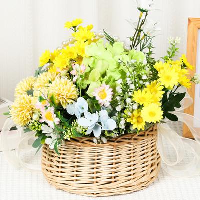 Weiden Rattan Blumenkorb Perlenhenkel und Schleife Körbe Handgeflochtener Korb Weiden Blumen Pflanzenkorb Hochzeiten Party Deko