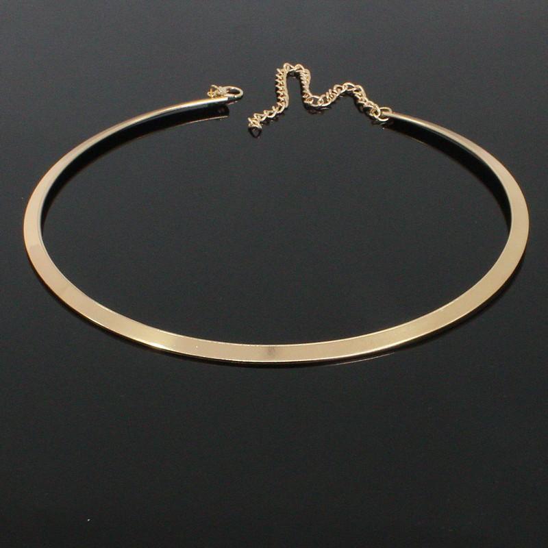 Punk Metal Torques for Women Gothic Golden Silver Color Smooth Chain Collar Fashion Choker Necklace Retro Personality Jewelry