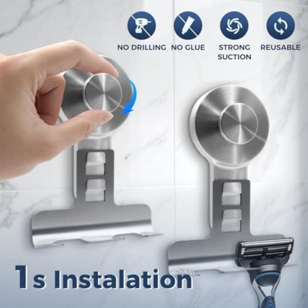 Stainless Steel Shower Wall Hook Suction Cup Shaver Hanging Rack New Razor Holder Bathroom Use