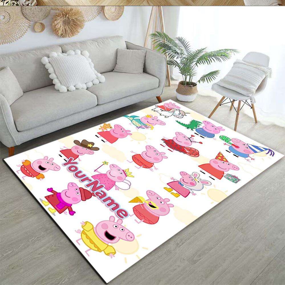 Peppa Pig Customize Your Name Carpet Design for Playrooms Kitchen Living Rooms Balcony Antislip Carpet Office home decor Wedding Party Gift
