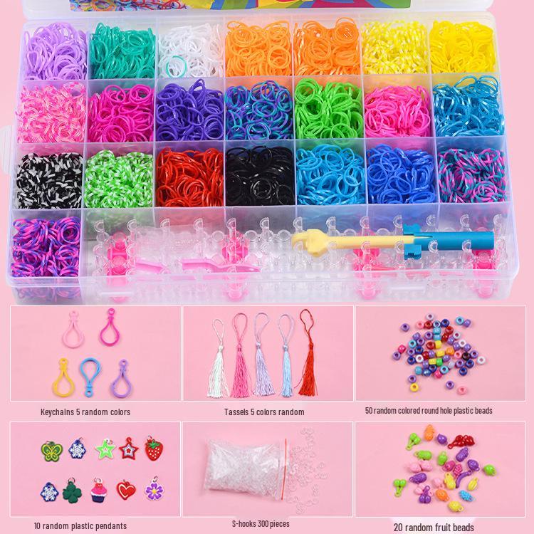 Stav na gumičky Rainbow pro děti - DIY náramek hračka s 28, 32 mřížkami
