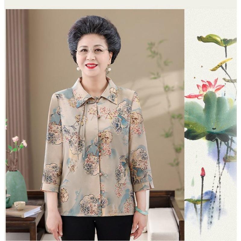 New Summer Shirts for Middle-aged and Elderly People Three-quarter Sleeve Summer Cardigan Shirts