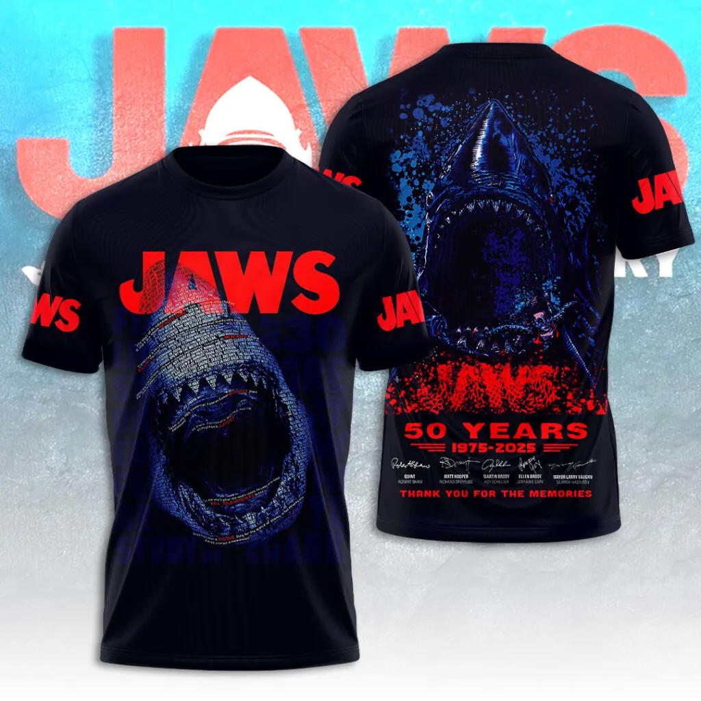 

Vintage T-Shirt Movie Jaws 3d Print T-shirt Men Women Fashion Short Sleeve Oversized Tops Tees Outdoor Tshirt Men Clothing XXS
