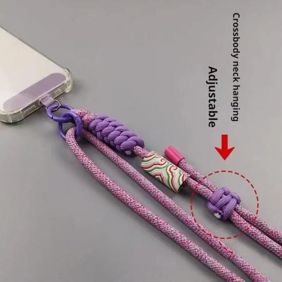 Adjustable Phone Lanyard with Auspicious Clouds Pattern Long Crossbody Strap Anti-loss Phone Tether Fashionable Phone Accessory