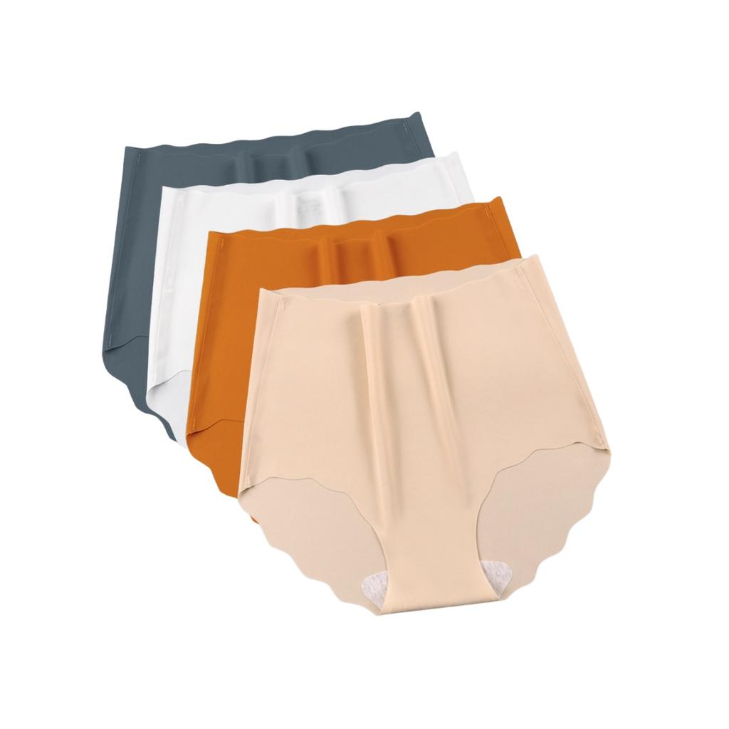 4Pcs/Set Women Seamless Panties Ice Silk Briefs Female Underpants High Waist Panties Ultra-thin Underwear Sexy Lingerie M-XXL