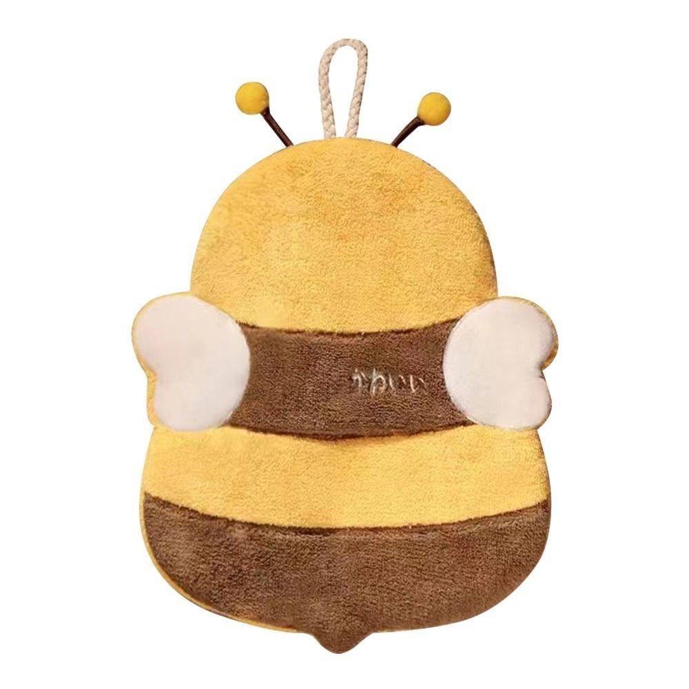 Cartoon Coral Fleece Hand Towels Panda Bee Shaped With Lanyard Hand Towel Absorbent Wipe Hanging Terry Towel Kitchen Bathroom