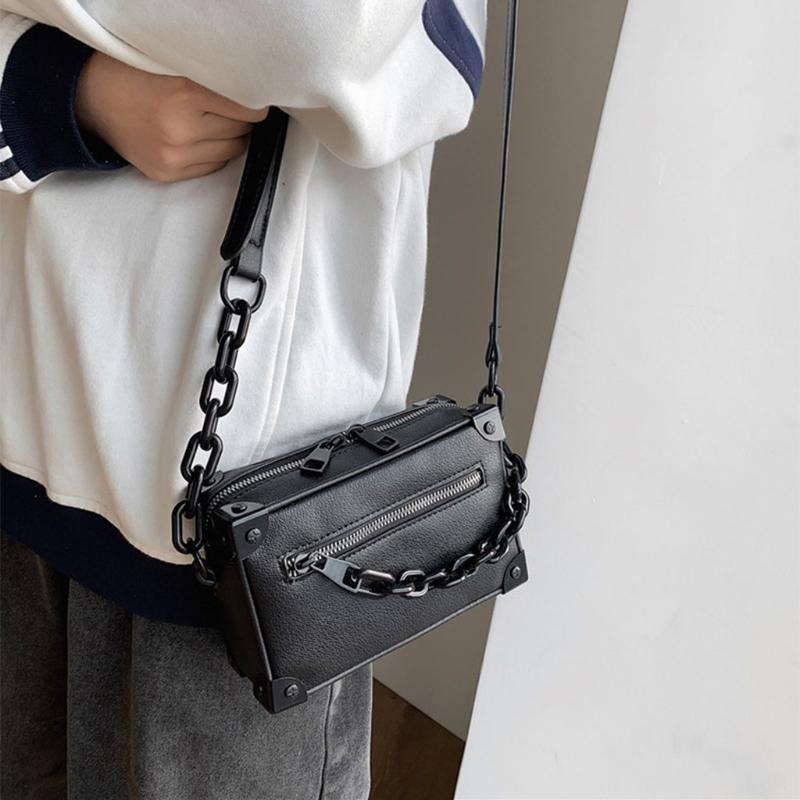 Crossbody-Tasche Unisex Mode Kleine Quadratische Umhängetasche Handtasche für Damen und Herren PU-Leder Messenger-Handtaschen mit Verstellbarem Riemen