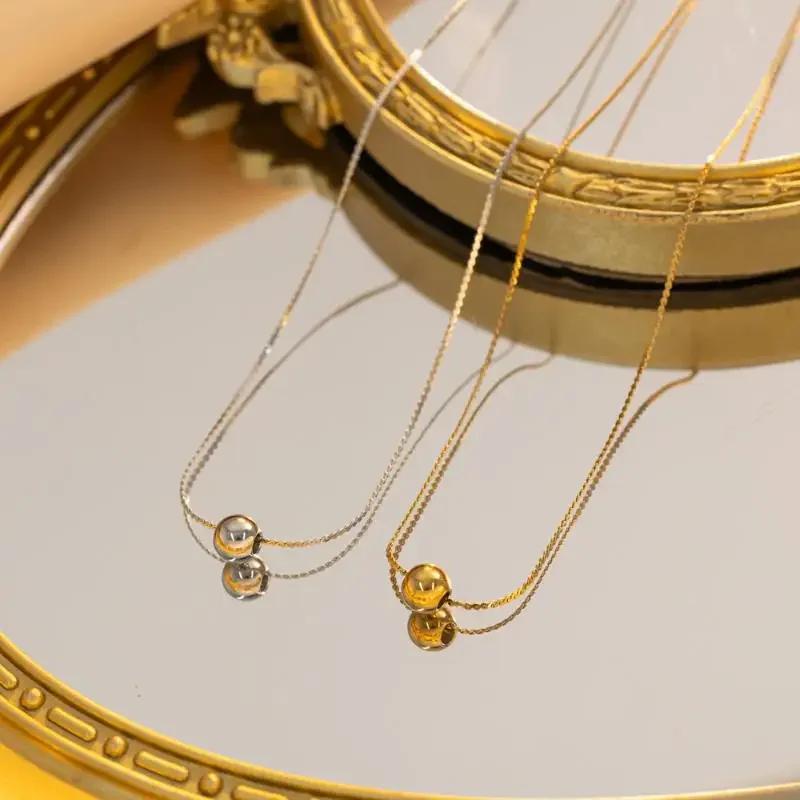 Minimalist Stainless Steel Single Bead Necklace Daily Fashion Accessories Non-Fading For Women