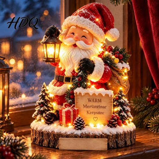 Rustic Christmas Wood Crafts Wooden Tabletop Ornament 2D Flat Santa Claus/Elk/Angel/Gingerbread Table Sign Angel Festive Figurines Holiday