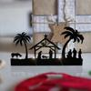 Metal Nativity Candle Holder, Christmas Advent Candlesticks, Rustic Jesus Scene Decoration for Home, Xmas Party Table Fireplace Mantel Decor