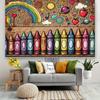 2D Colorful Crayon Doodle Backdrop for Art Class or Kids Birthday Photo Booth Background