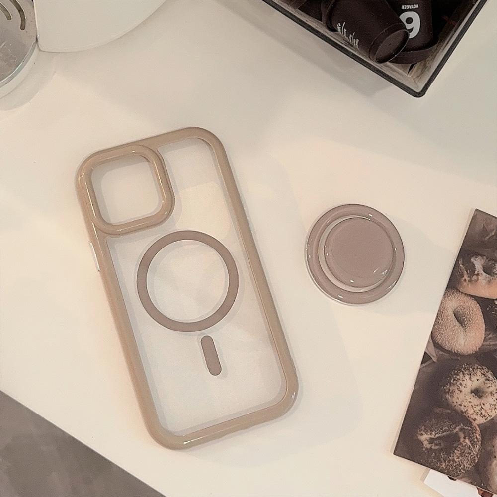 Simple Ins Solid Color Magnetic Bracket Iphone16 IPhone Case 15pro Max Suitable for 14 Acrylic 13