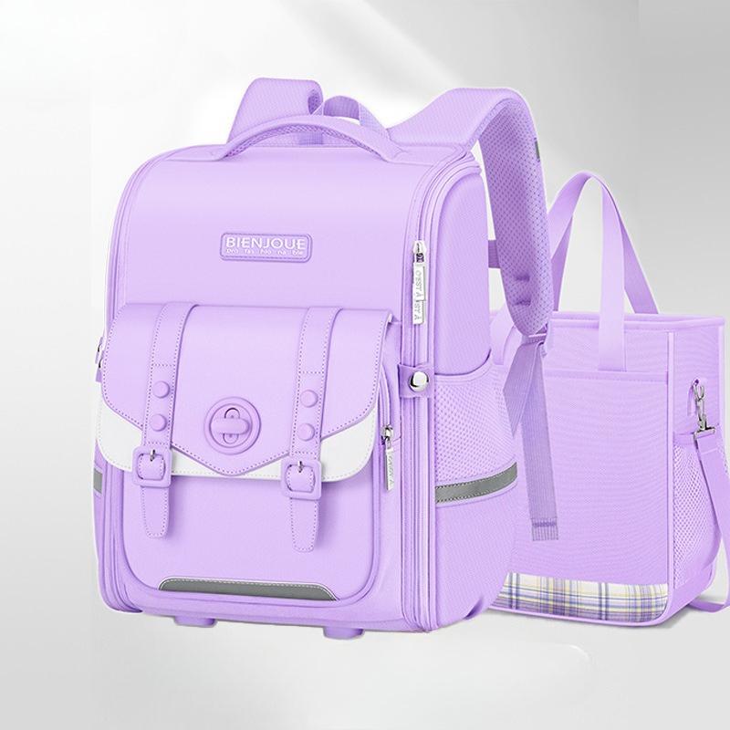 Primary School Girls' Backpack, Lightweight and Burden-reducing, Waterproof, Large Capacity, Spine-protecting, Double-strap Backpack, Macaron Color