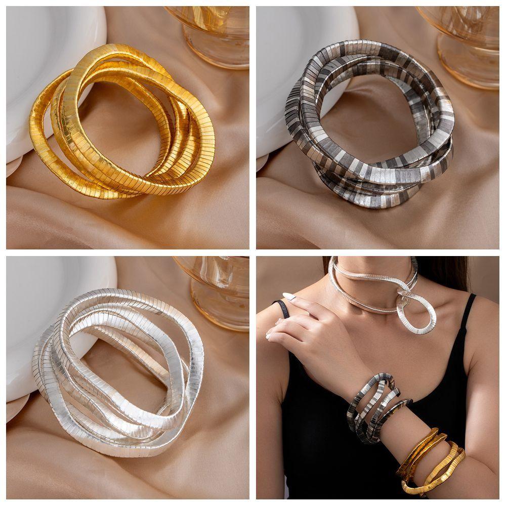 Silver Color Flexible Choker Gold Color Bracelet Bendable Snake Necklace  Jewelry Accessories