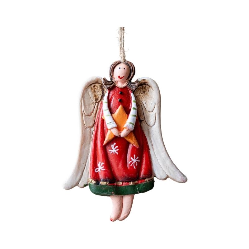 Resin Angel Statue Hanging Ornament Christmas Tree Decoration For Door Mantels Holiday Party Indoor and Outdoor
