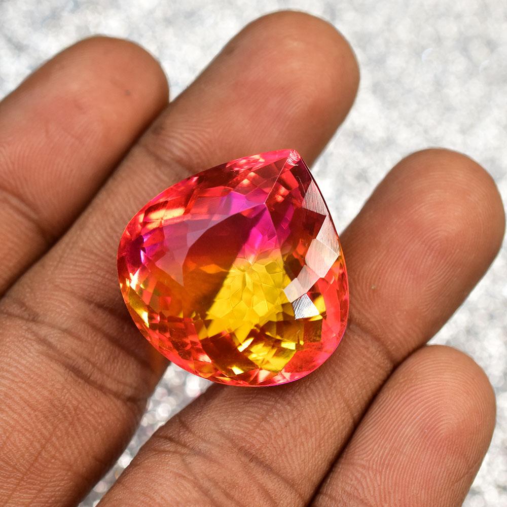53.05 Ct Bi-Color Tourmaline Natural Pear Excellent Loose Gemstone