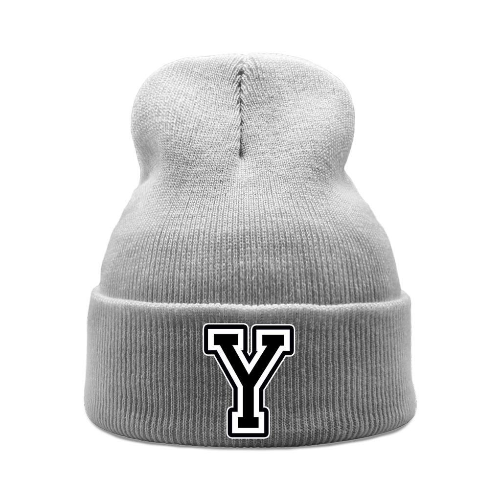 Alphabet Letters A-Z Print Winter Hats Unisex Cap Beanie Lightweight Solid Color Knitted Hat Beanie Perfect For Daily Wear