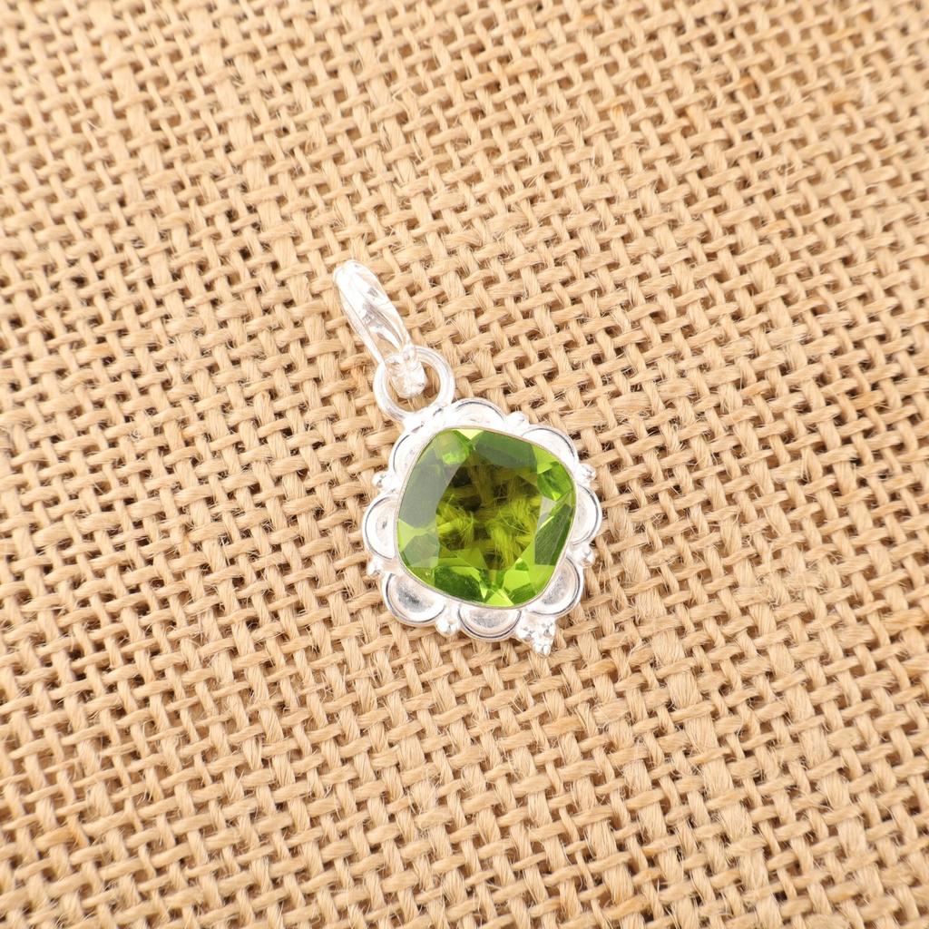 Peridot Gemstone 925 Sterling Silver Jewelry Handcrafted Designer Pendant 1.50" PP-2-6