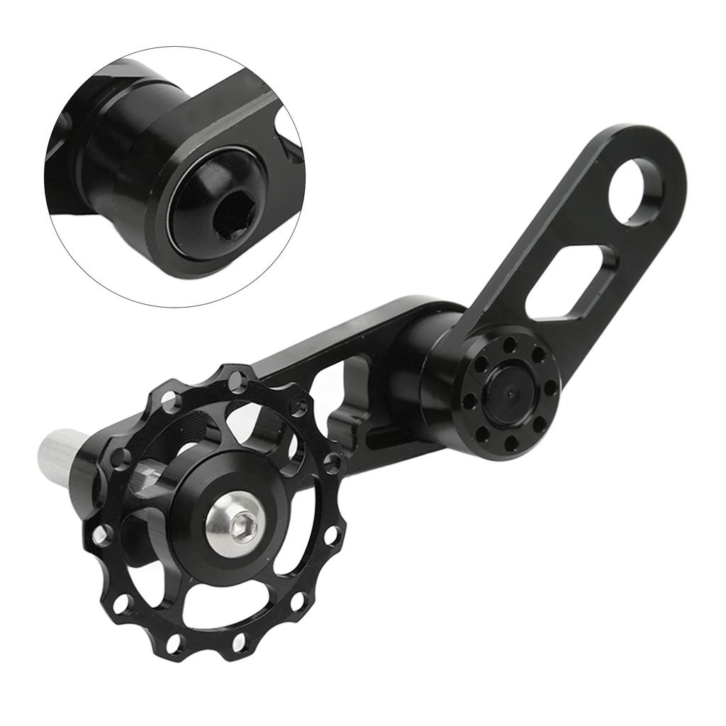 Single Speed Chain Tensioner Aluminum Alloy Folding Bike Chain Stabilizer Bike Chain Tensioner for Single Speed Folding Bike Black