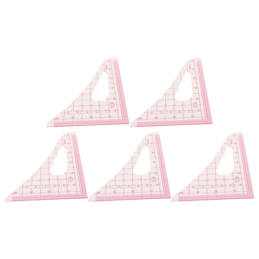 5Pcs Triangular Curve Rule Transparent High Accuracy Multifunction Pattern Sewing Rulers Set for