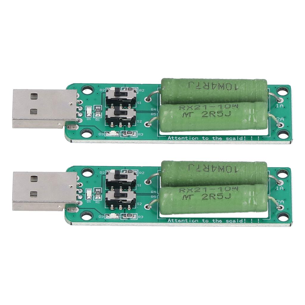 2Pcs USB Load Tester Adjustable Resistor Electronic Test Module 1A 2A 3A Discharge Accessory